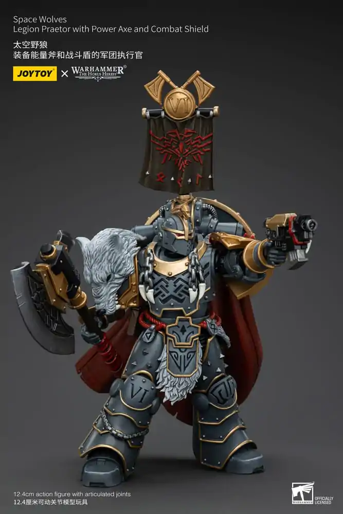 Akcijska figura Warhammer The Horus Heresy 1/18 Space Wolves Legion Praetor z električno sekiro in bojnim ščitom 12 cm fotografija izdelka