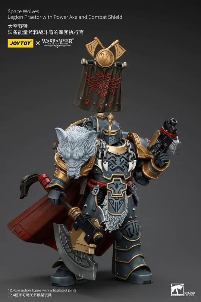 Akcijska figura Warhammer The Horus Heresy 1/18 Space Wolves Legion Praetor z električno sekiro in bojnim ščitom 12 cm fotografija izdelka