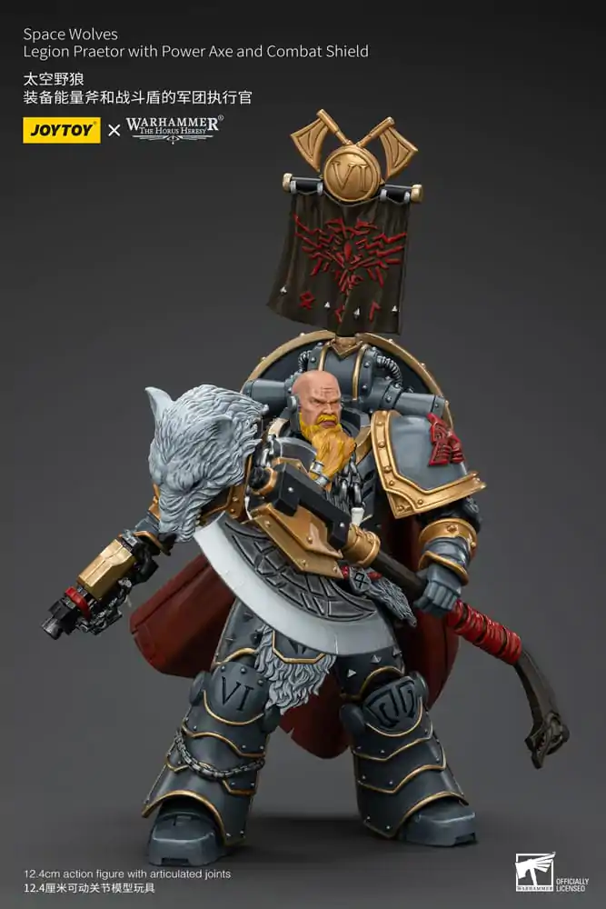 Akcijska figura Warhammer The Horus Heresy 1/18 Space Wolves Legion Praetor z električno sekiro in bojnim ščitom 12 cm fotografija izdelka