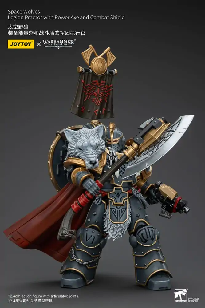 Akcijska figura Warhammer The Horus Heresy 1/18 Space Wolves Legion Praetor z električno sekiro in bojnim ščitom 12 cm fotografija izdelka