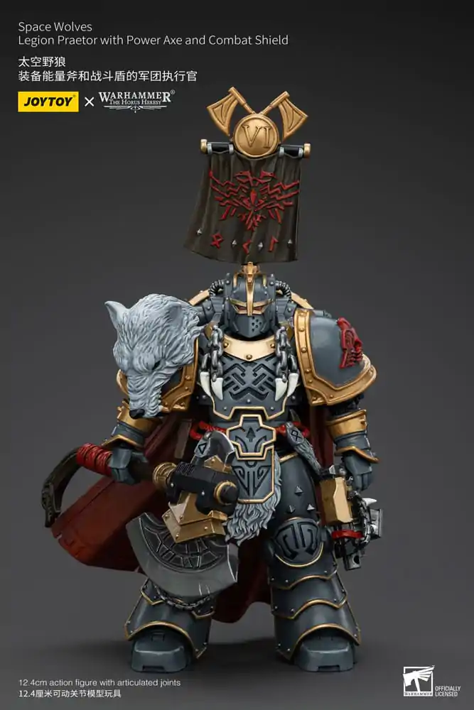 Akcijska figura Warhammer The Horus Heresy 1/18 Space Wolves Legion Praetor z električno sekiro in bojnim ščitom 12 cm fotografija izdelka