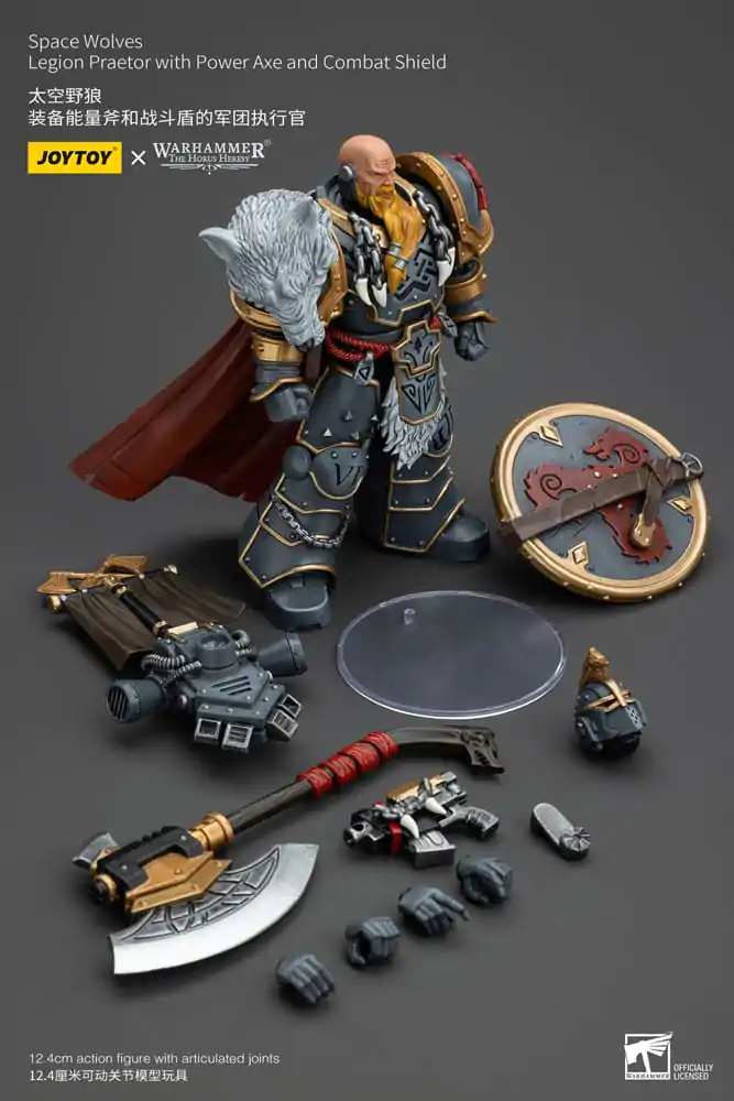 Akcijska figura Warhammer The Horus Heresy 1/18 Space Wolves Legion Praetor z električno sekiro in bojnim ščitom 12 cm fotografija izdelka