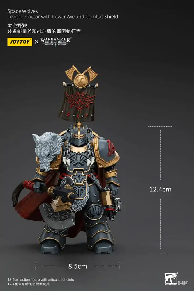 Akcijska figura Warhammer The Horus Heresy 1/18 Space Wolves Legion Praetor z električno sekiro in bojnim ščitom 12 cm fotografija izdelka