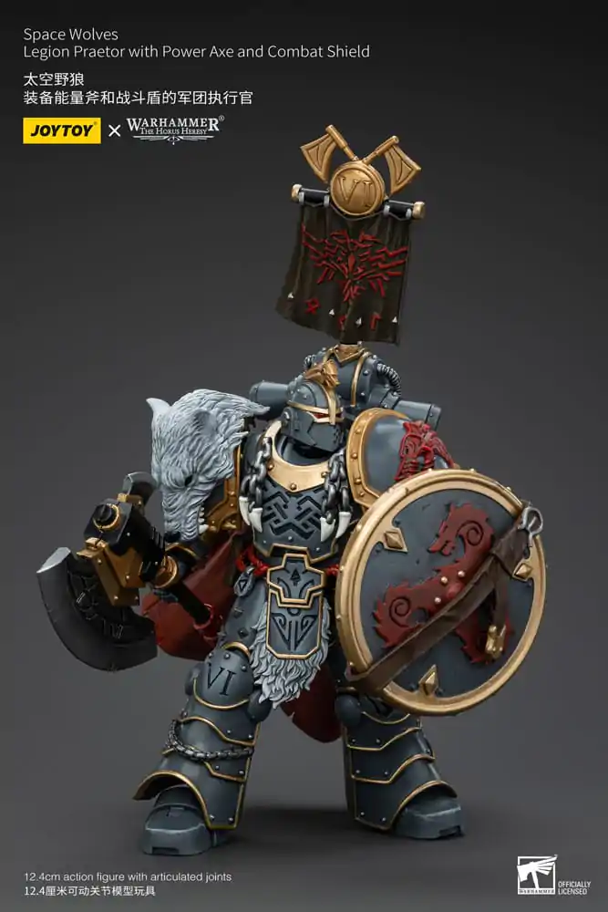 Akcijska figura Warhammer The Horus Heresy 1/18 Space Wolves Legion Praetor z električno sekiro in bojnim ščitom 12 cm fotografija izdelka