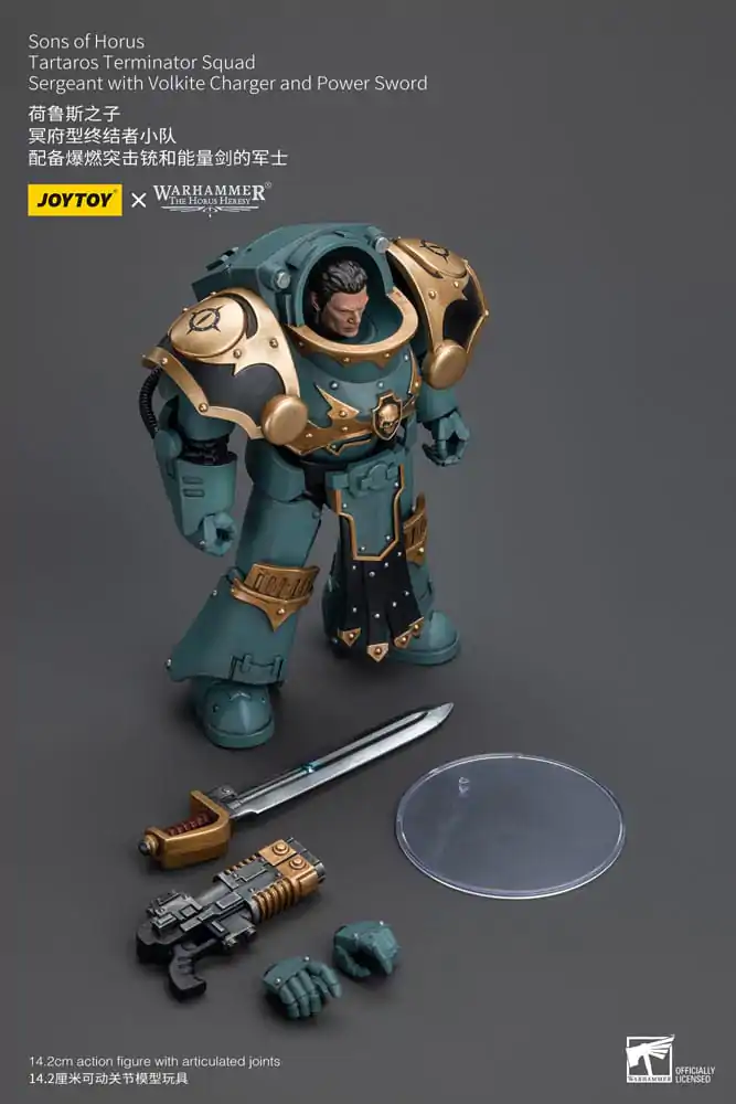 Warhammer The Horus Heresy Akcijska figura 1/18 Vodnik oddelka Tartaros Terminator s polnilnikom Volkite in močnostnim mečem 12 cm fotografija izdelka