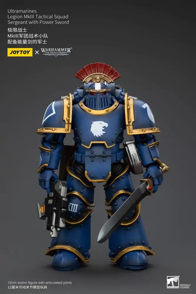 Warhammer The Horus Heresy Akcijska figura 1/18 Ultramarines Legion MKIII Tactical Squad Sergeant z Power Sword 12 cm fotografija izdelka