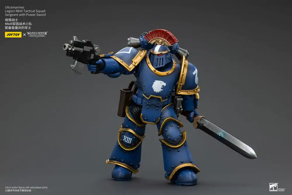 Warhammer The Horus Heresy Akcijska figura 1/18 Ultramarines Legion MKIII Tactical Squad Sergeant z Power Sword 12 cm fotografija izdelka