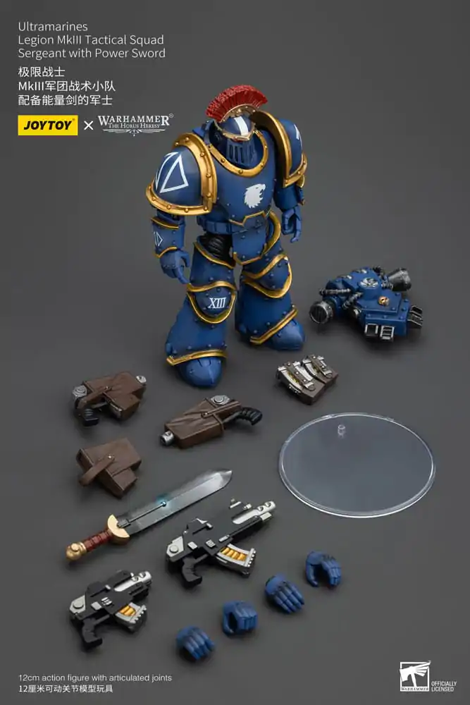 Warhammer The Horus Heresy Akcijska figura 1/18 Ultramarines Legion MKIII Tactical Squad Sergeant z Power Sword 12 cm fotografija izdelka