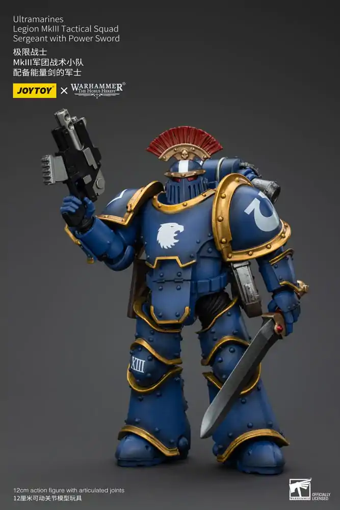 Warhammer The Horus Heresy Akcijska figura 1/18 Ultramarines Legion MKIII Tactical Squad Sergeant z Power Sword 12 cm fotografija izdelka