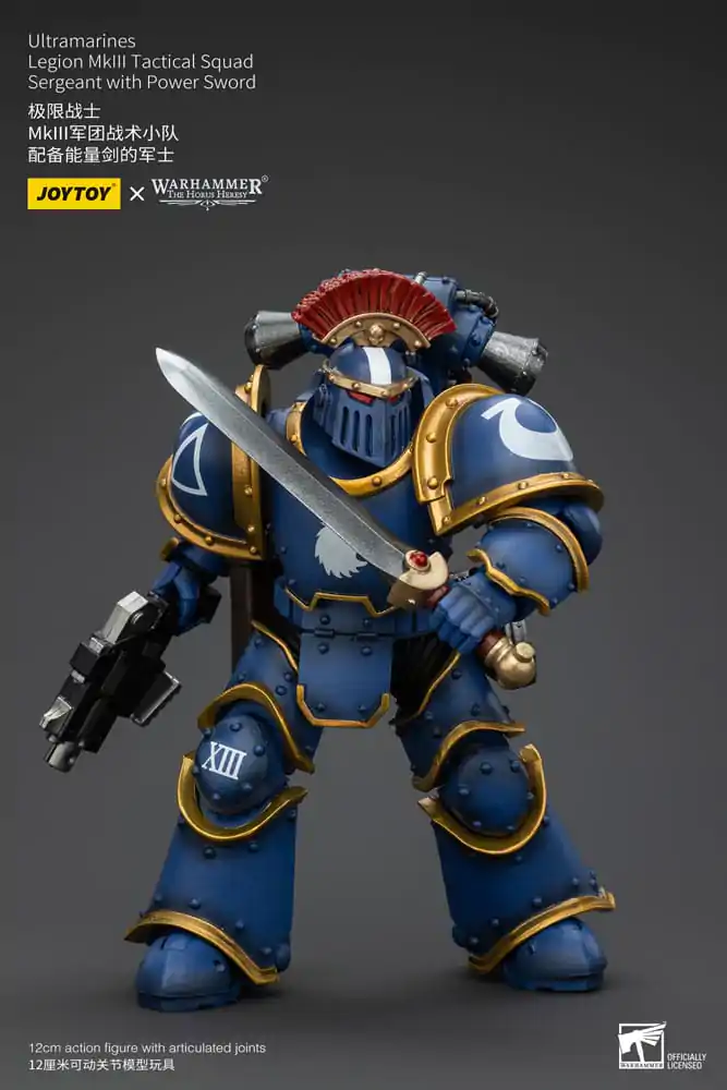 Warhammer The Horus Heresy Akcijska figura 1/18 Ultramarines Legion MKIII Tactical Squad Sergeant z Power Sword 12 cm fotografija izdelka