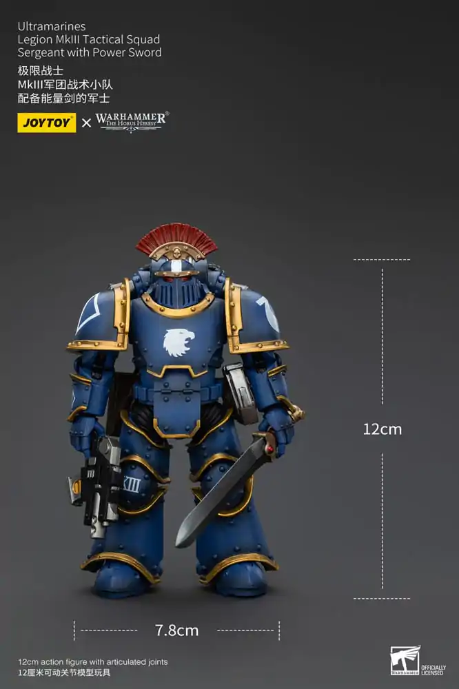 Warhammer The Horus Heresy Akcijska figura 1/18 Ultramarines Legion MKIII Tactical Squad Sergeant z Power Sword 12 cm fotografija izdelka