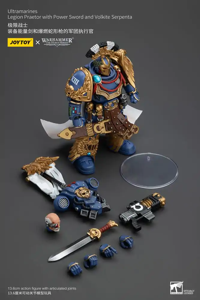 Warhammer The Horus Heresy akcijska figura 1/18 Ultramarines Legion Praetor z električnim mečem in Volkite Serpenta 12 cm fotografija izdelka