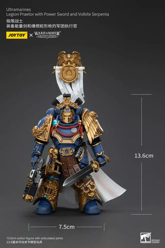 Warhammer The Horus Heresy akcijska figura 1/18 Ultramarines Legion Praetor z električnim mečem in Volkite Serpenta 12 cm fotografija izdelka