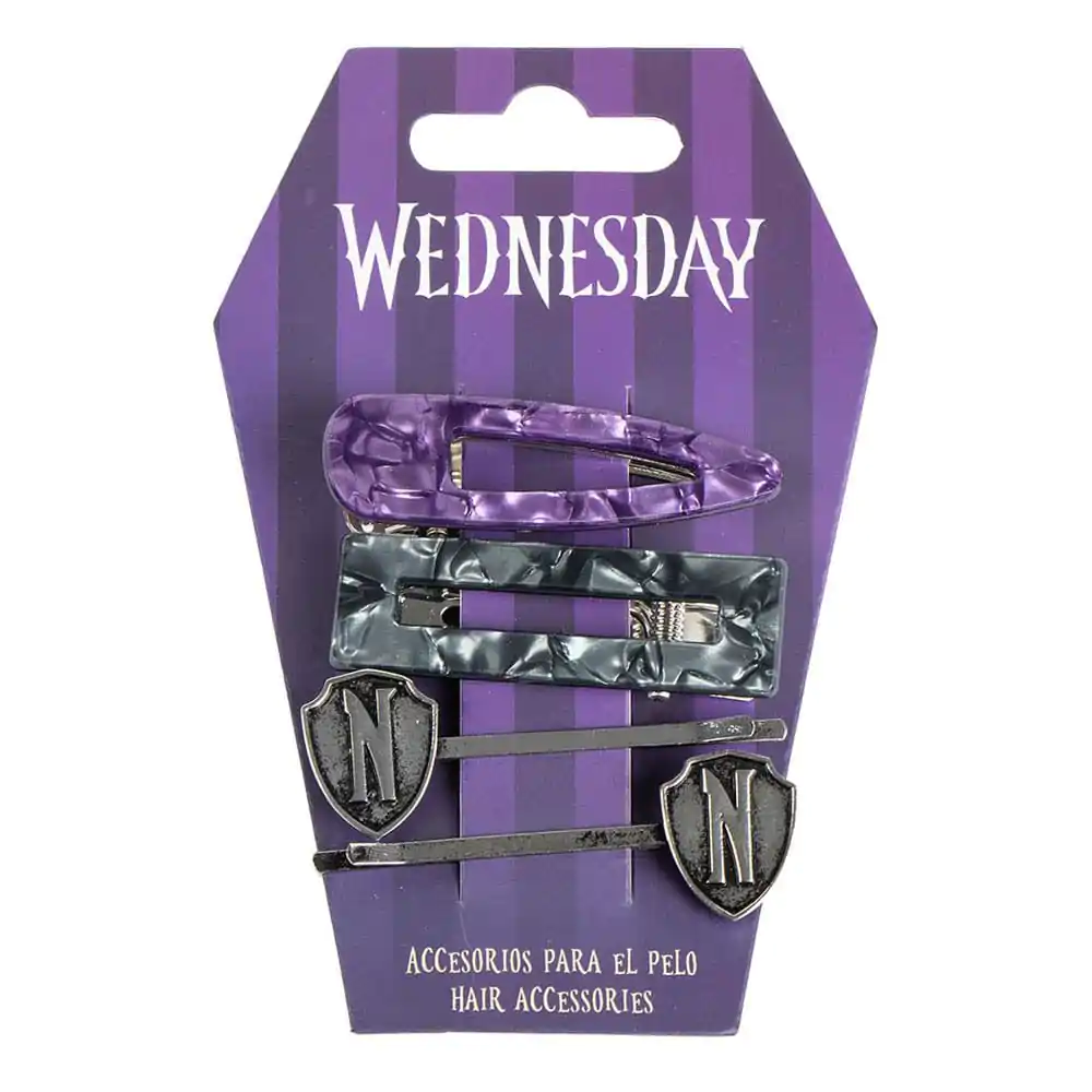 Wednesday Hair Accessories 4 Pack Pruple & Black = Wednesday Dodatki za lase 4-Pack Purple & Black fotografija izdelka