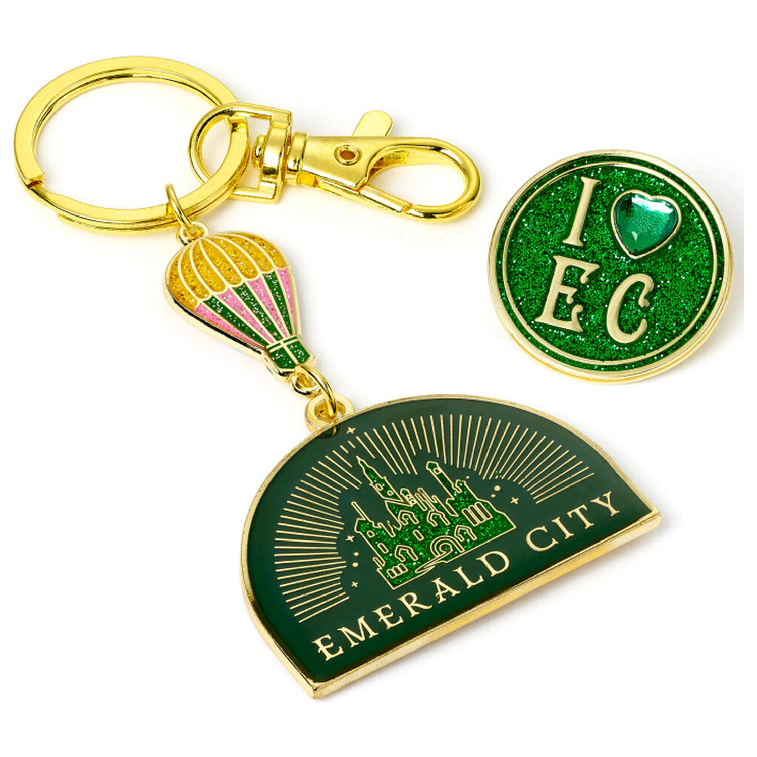 Wicked Emerald City Vroči zračni balon obesek za ključe in darilni komplet značk za pripenjanje fotografija izdelka