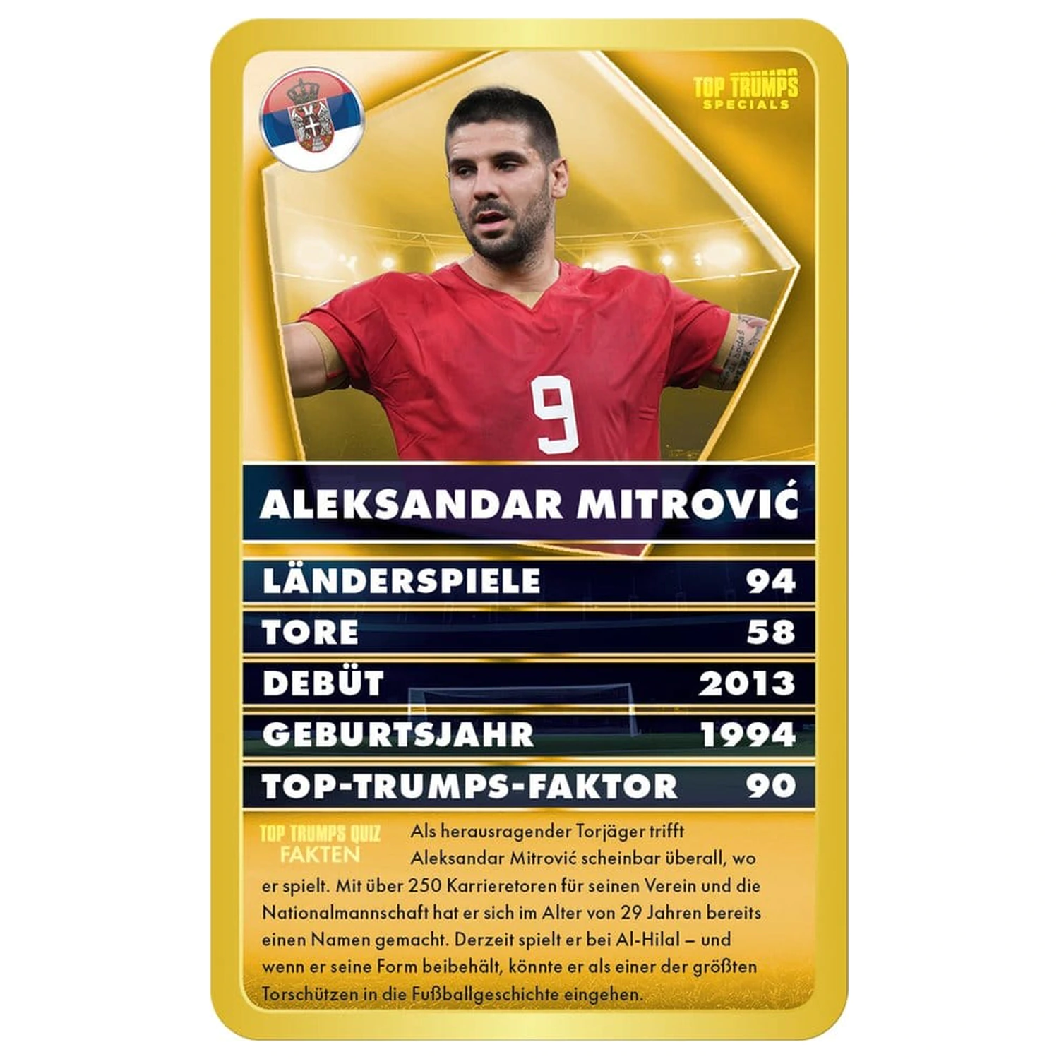 World Football Stars 6 Igralna karta Top Trumps *German Version* fotografija izdelka