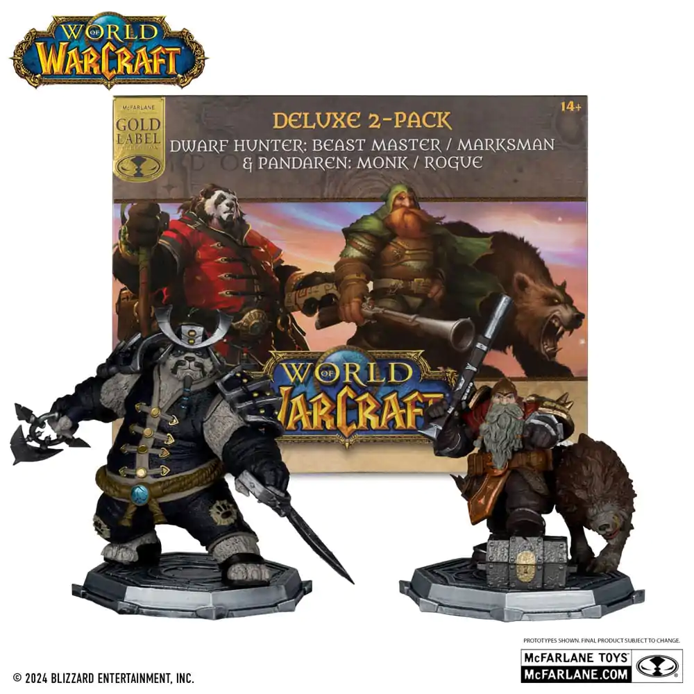 World of Warcraft PVC Kip 2-Pack 1/12 Dwarf Hunter: Beast Master & Pandaren: Monk (Gold Label) 15 cm fotografija izdelka