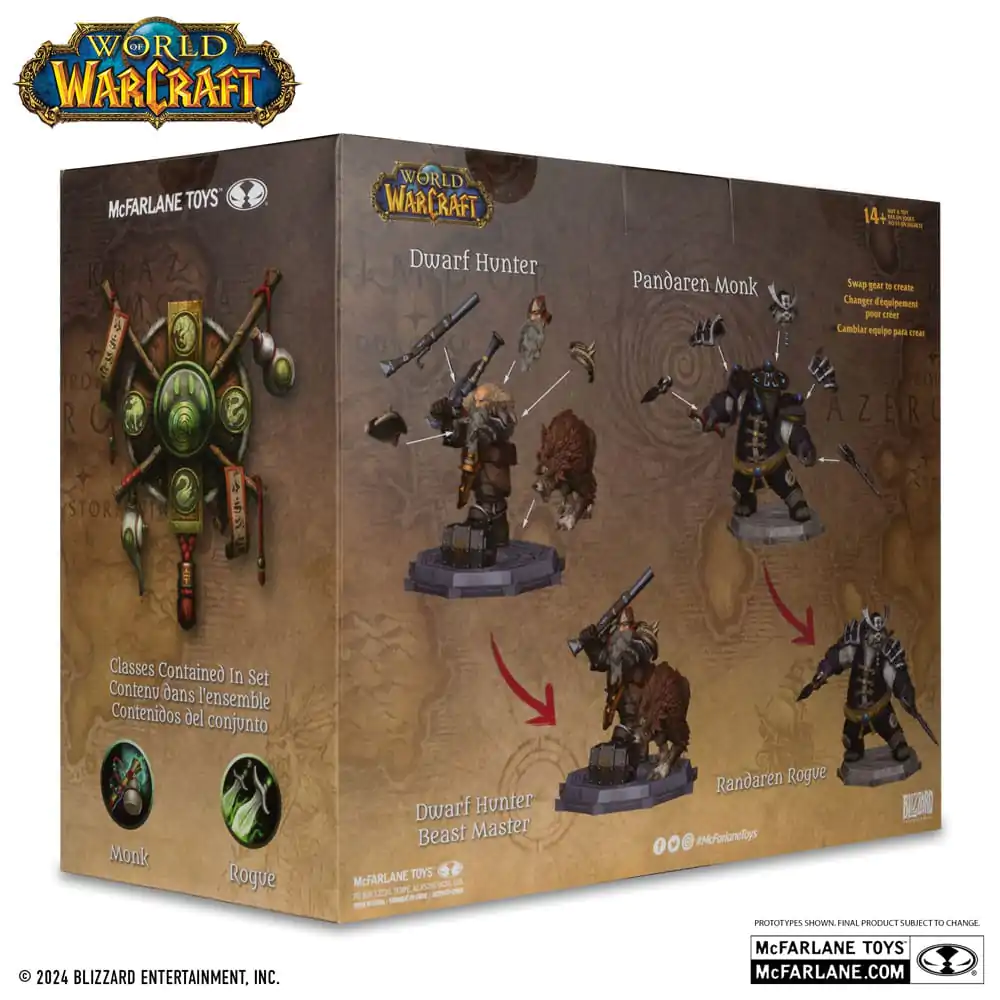 World of Warcraft PVC Kip 2-Pack 1/12 Dwarf Hunter: Beast Master & Pandaren: Monk (Gold Label) 15 cm fotografija izdelka