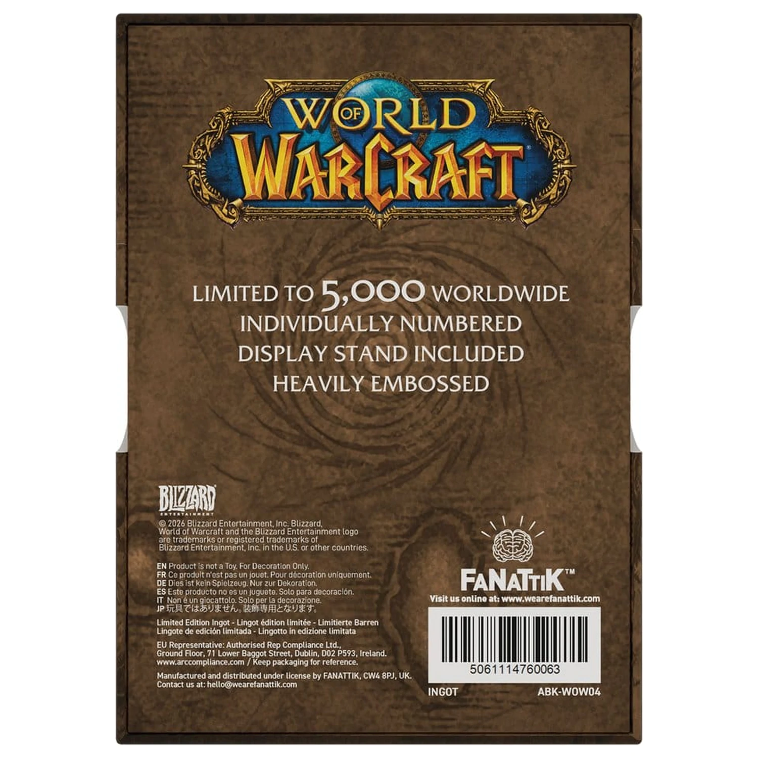 World of Warcraft Ingot Ovitek Limited Edition fotografija izdelka