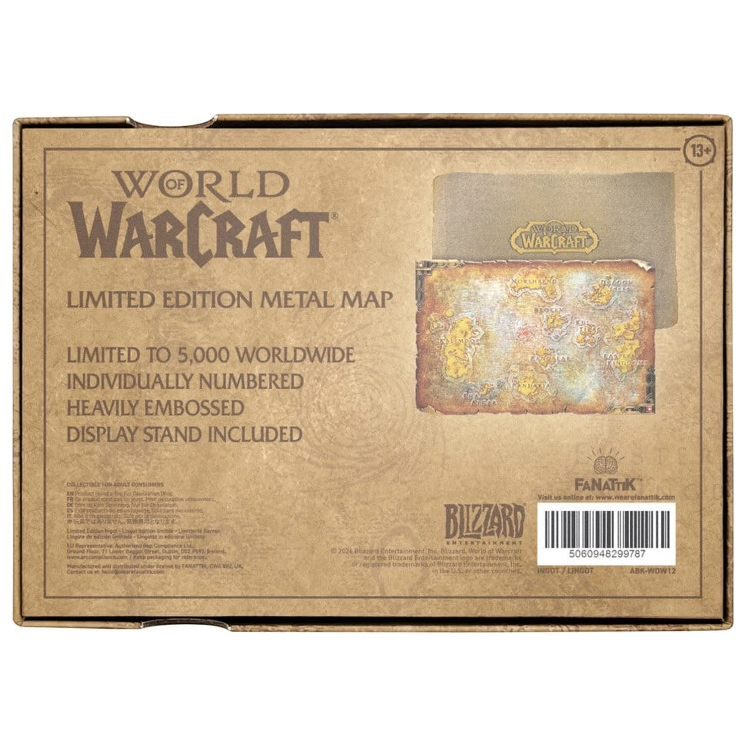 World of Warcraft replika kovinske karte Azeroth, omejena izdaja, 12 x 18 cm fotografija izdelka