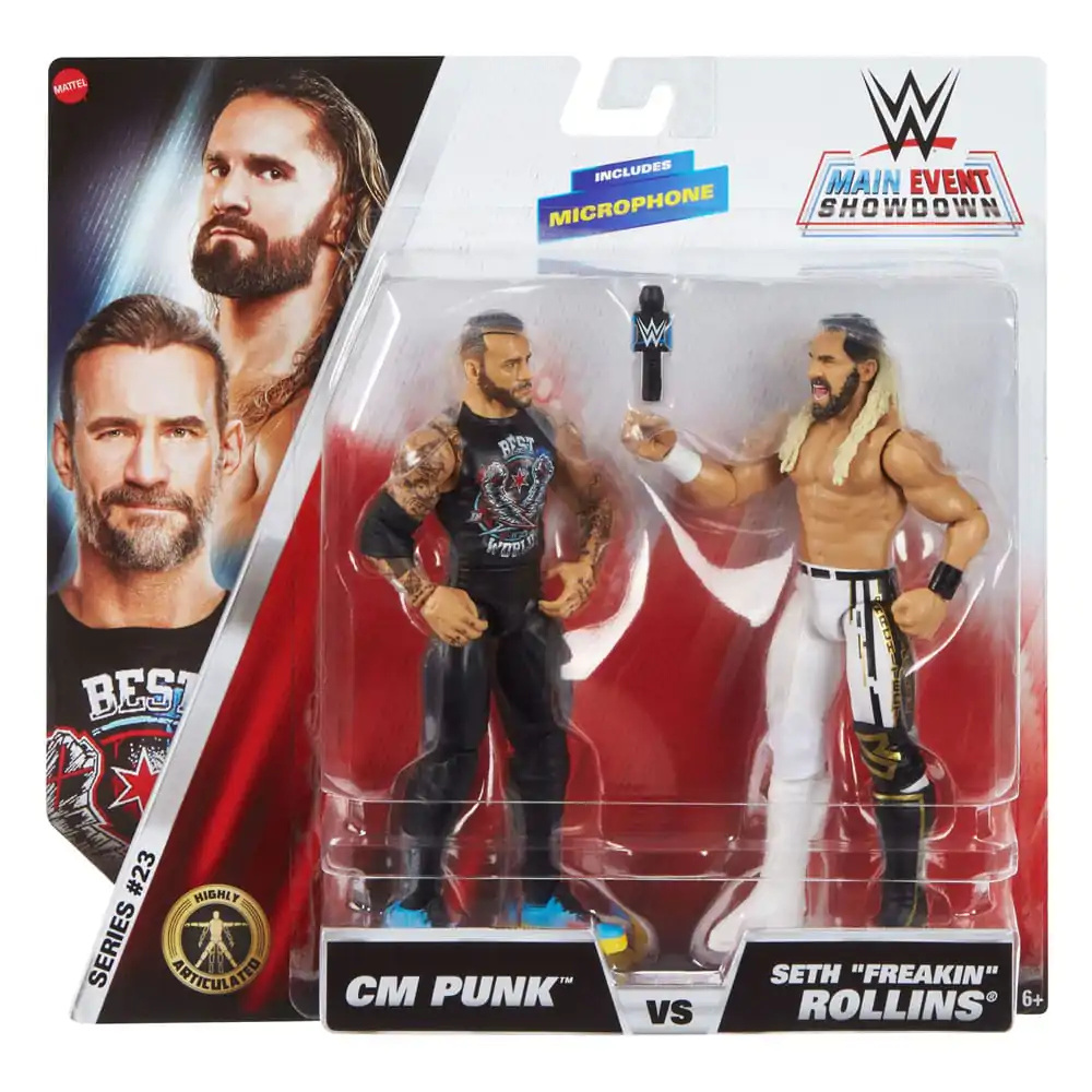 WWE Main Event Showdown akcijske figure CM Punk proti Seth "Freakin" Rollins 2-paket 15 cm fotografija izdelka