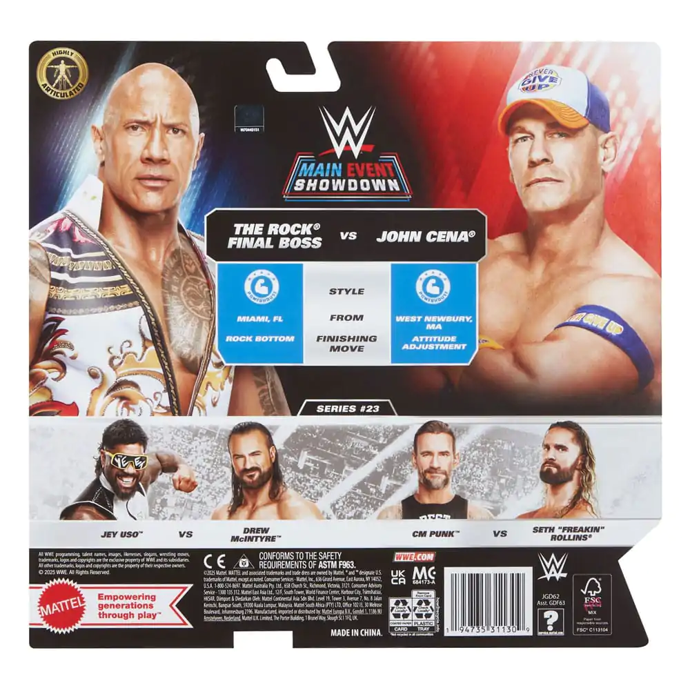WWE Main Event Showdown akcijske figure The Rock Final Boss vs John Cena 2-pak 15 cm fotografija izdelka