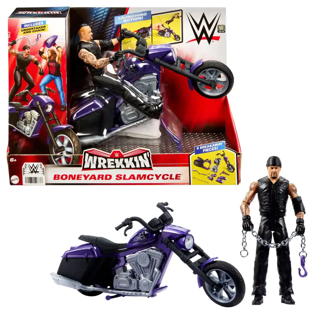 WWE Wrekkin' Vehicle Big Evil Slamcycle s figurico Undertaker Action 15 cm fotografija izdelka