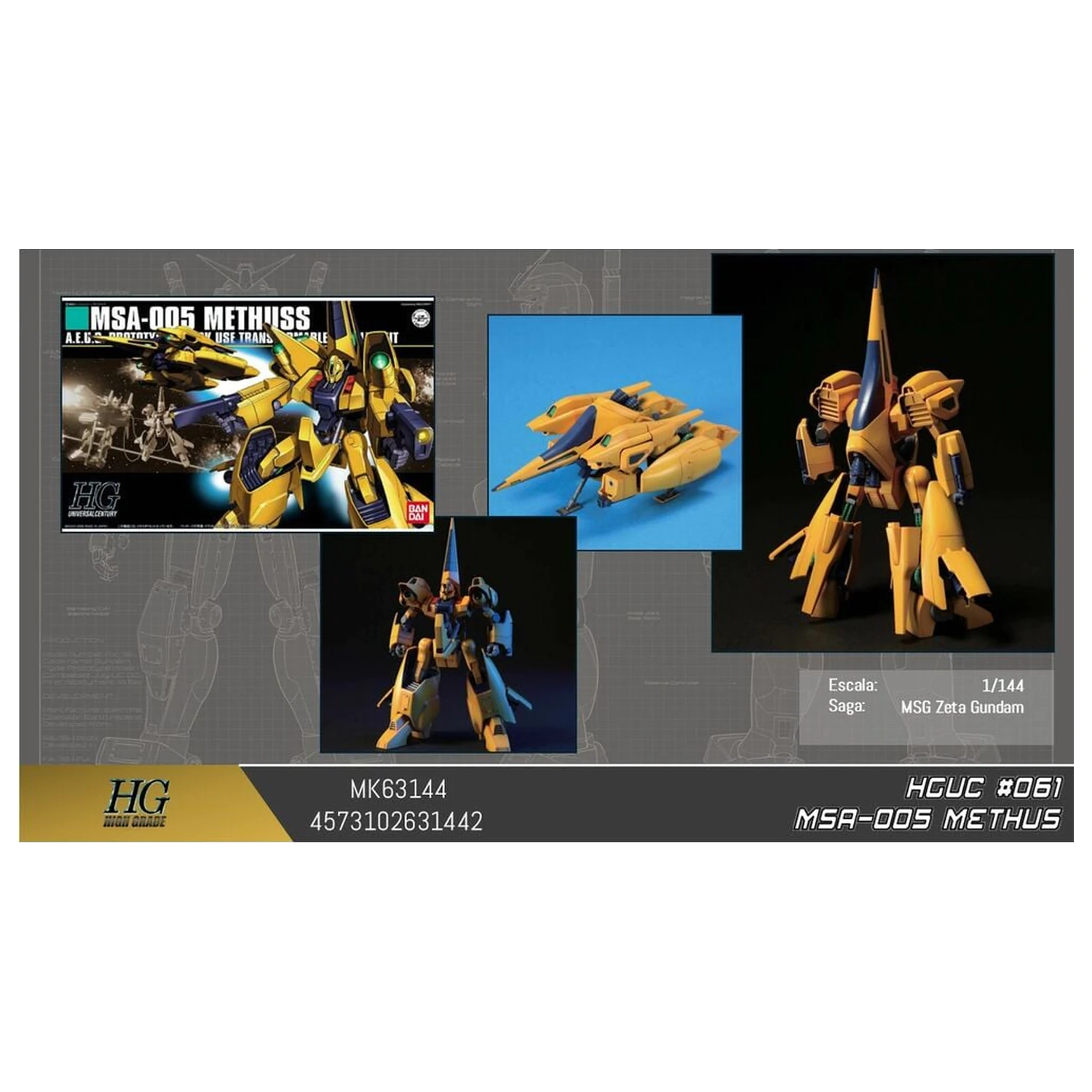 Zeta Gundam MSA-005 Methuss Mobile Suit komplet modelov HGUC 1/144 fotografija izdelka