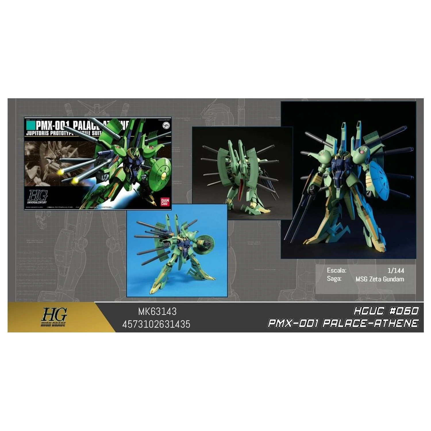 Zeta Gundam PMX-000 Palace Athene Model kompleta mobilnega robota HGUC 1/144 fotografija izdelka
