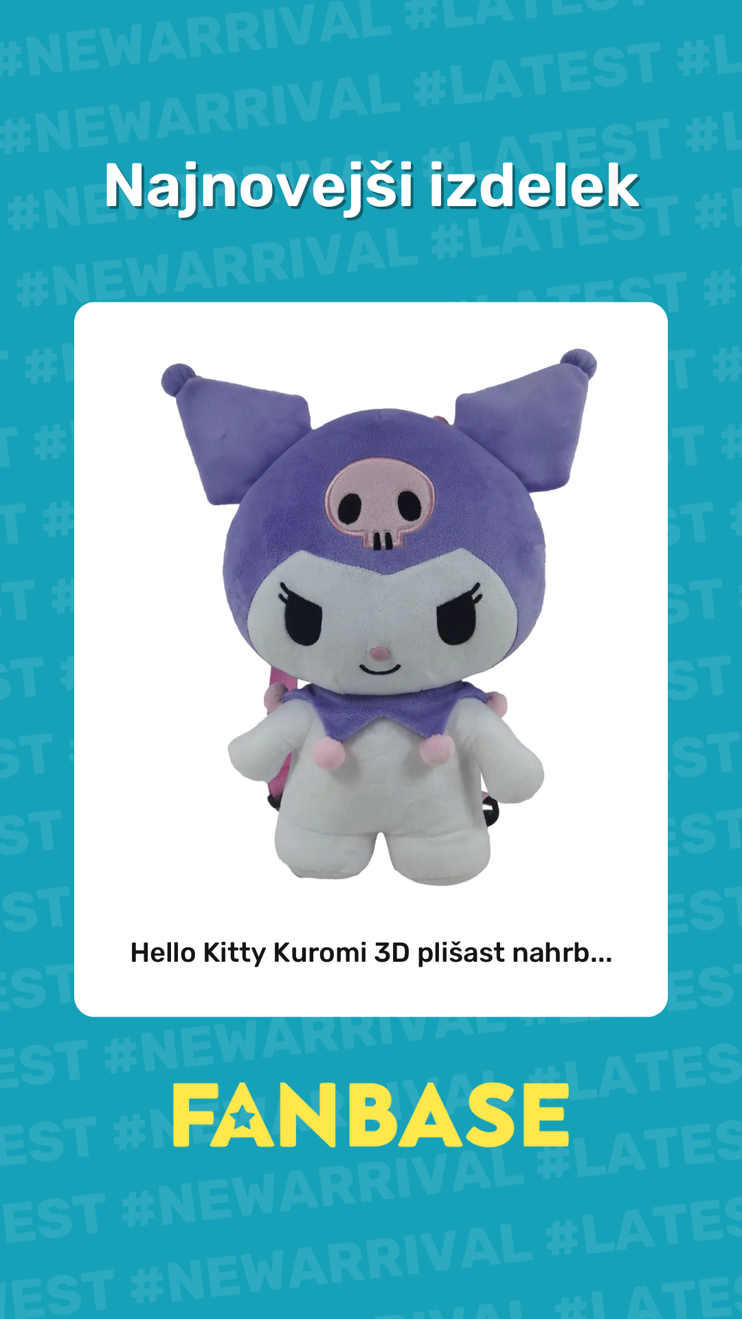 Najnovejši izdelek: Hello Kitty Kuromi 3D plišast nahrb...