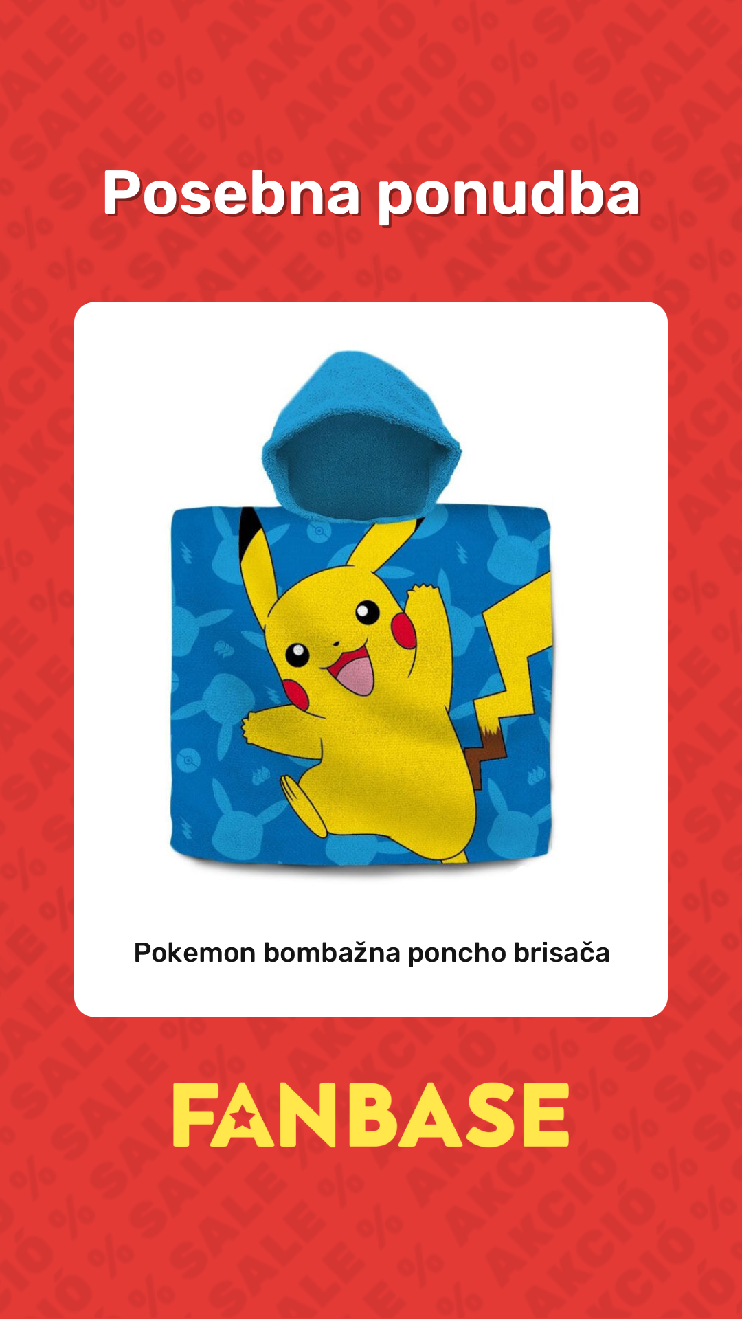 Posebna ponubda: Pokemon bombažna poncho brisača
