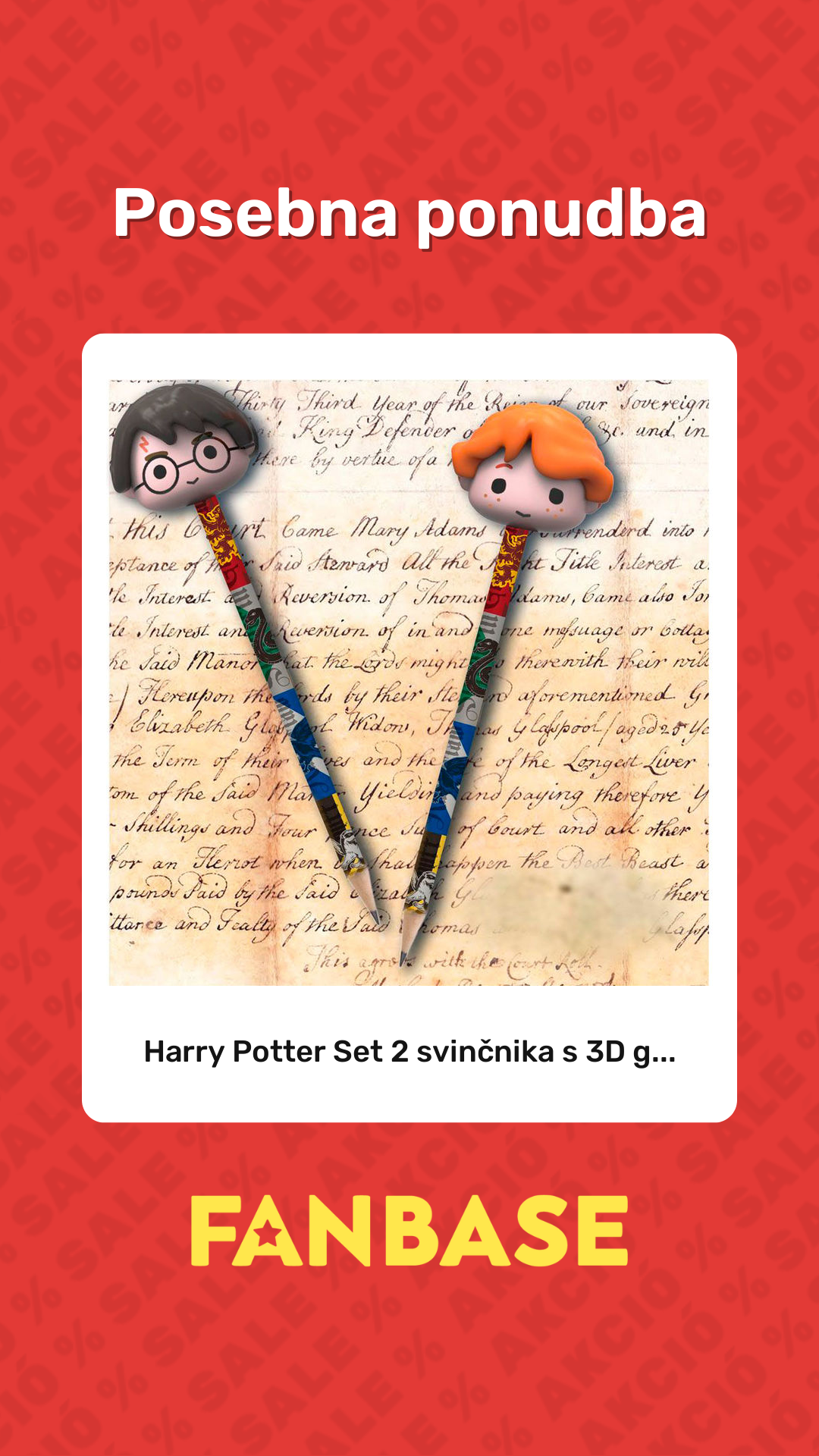 Posebna ponubda: Harry Potter Set 2 svinčnika s 3D g...