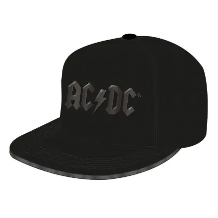 ACDC kapa s ploščatim šiltom, svetleč črn logotip fotografija izdelka