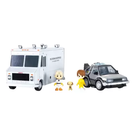 Back to the Future Q-Village vozila z mini figuricami Time Machine luksuzen set 9 cm fotografija izdelka