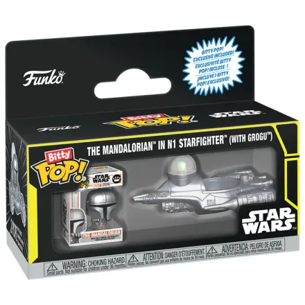 Bitty Funko POP figura Ride Star Wars The Mandalorian In N1 Starfighter With Grogu fotografija izdelka