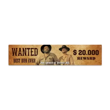 Bud Spencer & Terence Hill pločevinka znak z magnetom Wanted 16 x 3,5 cm fotografija izdelka