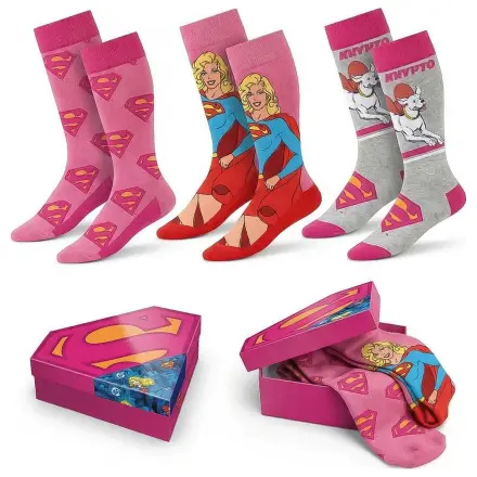 DC Comics Superman Supergirl odrasli komplet 3 nogavic fotografija izdelka