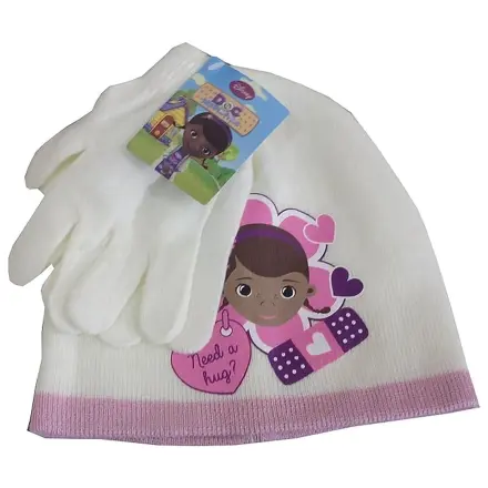 Disney Doc McStuffins Hug bela otroška kapa + komplet rokavic 54 cm fotografija izdelka