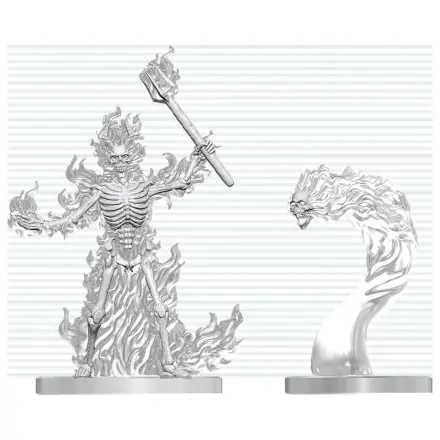 Dungeons & Dragons Nolzur's Marvelous Miniatures Nepobarvana miniatura plesočega okostnjaka in ognjene lobanje 14 cm fotografija izdelka