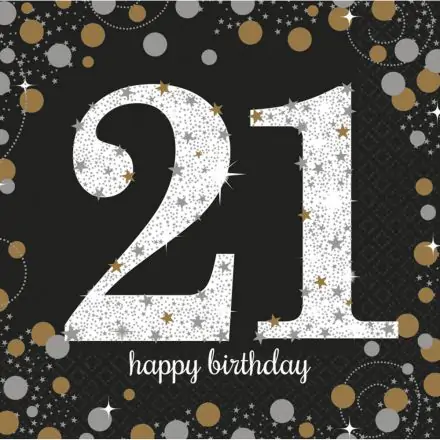 Happy Birthday Gold 21 serviete 16 kos 33*33 cm fotografija izdelka