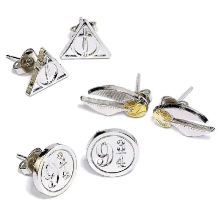 Harry Potter uhani 3-Pack Snitch/Deathly Hallows/Platform 9 3/4 (posrebreno) termékfotója