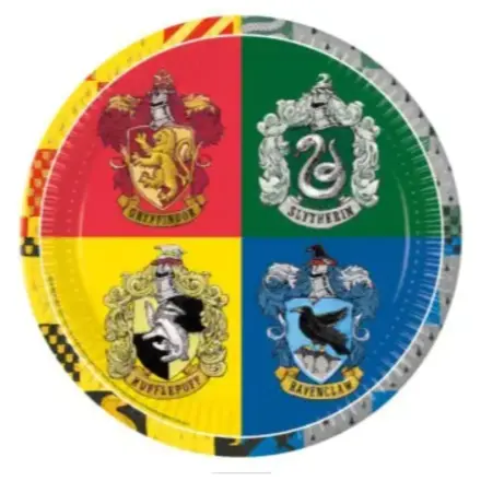 Harry Potter Hogwarts Houses papirnati krožniki 8 kosov 23 cm FSC fotografija izdelka