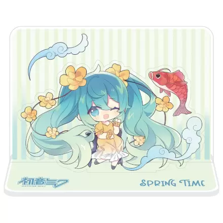 Hatsune Miku akrilna figurica stojalo Hatsune Miku Spring Time Chibi Miku s koi ribico 11 cm fotografija izdelka