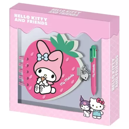 Hello Kitty and Friends My Melody Strawberry Dnevnik in pisalo fotografija izdelka