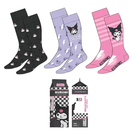 Hello Kitty Kuromi paket 3 odrasle nogavice termékfotója