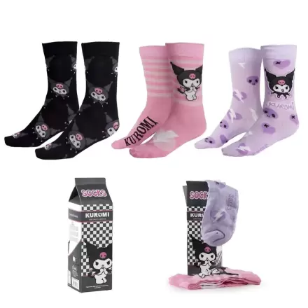 Hello Kitty Kuromi paket 3 odrasle nogavice fotografija izdelka