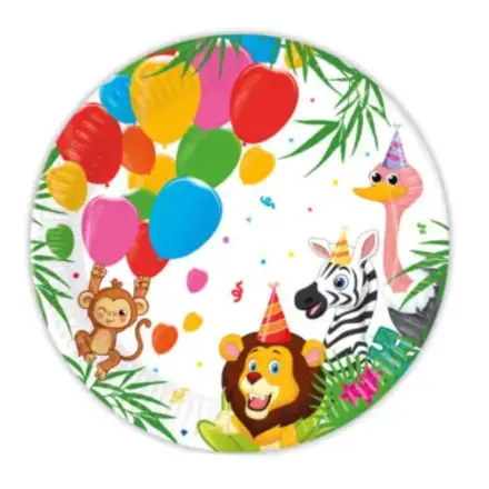 Jungle Baloni, Jungle Papirnati krožniki 8 kos 23 cm FSC fotografija izdelka