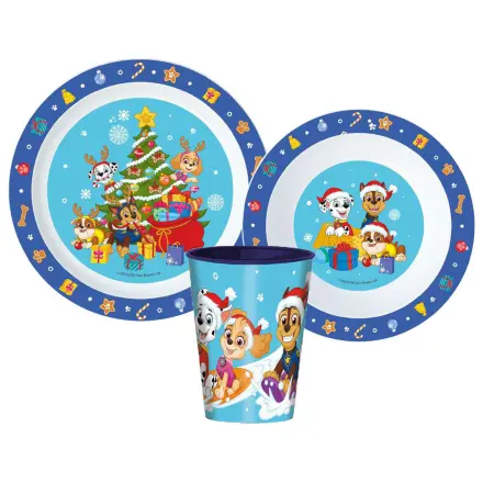 PAW Patrol Holiday Christmas Servis za večerjo, Mikro plastični komplet, s kozarcem 260 ml fotografija izdelka