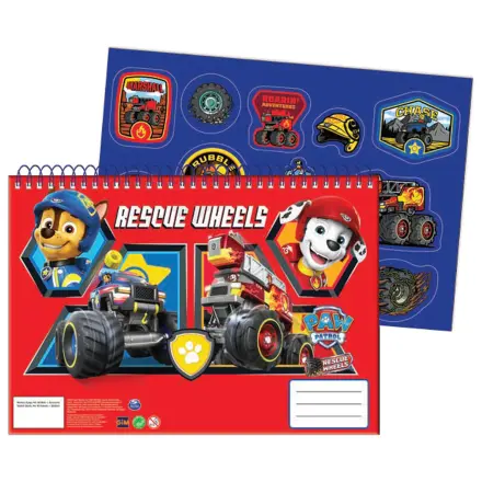 Paw Patrol Rescue Wheels A/4 spiralni skicirni blok s 40 nalepkami fotografija izdelka