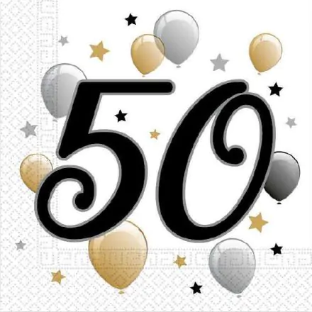 Milestone, Happy Birthday 50 Prtički 20-delni 33x33 cm fotografija izdelka
